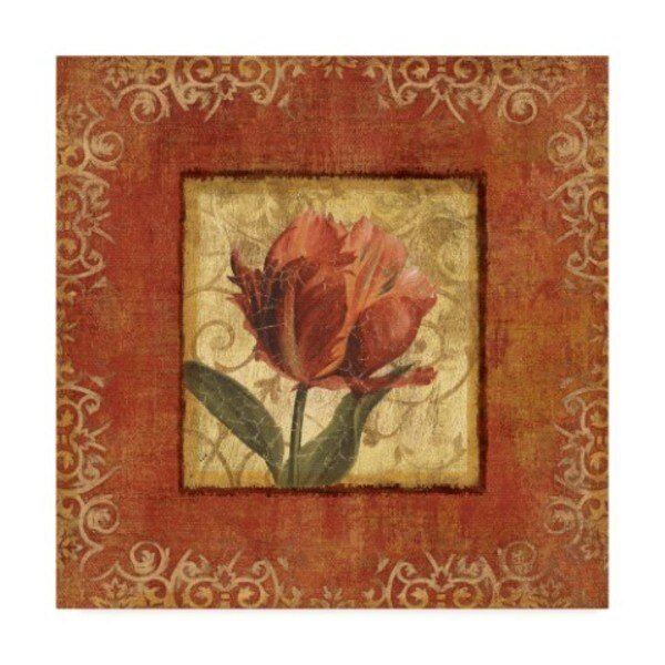 Lisa Audit 'Red and Gold Flower I' Canvas Art, 14x14, Trademark Fine Art, Mfr#: ALI31458-C1414GG